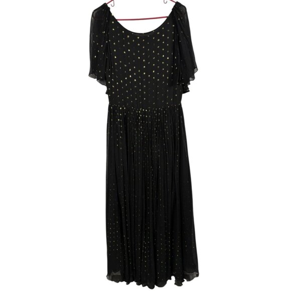 Rebecca Minkoff Gown Womens 10 Silk Gold Dot Ethereal Black Quiet Luxury NY Eve - Picture 4 of 11